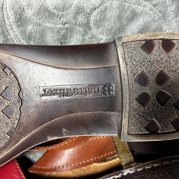 Naturalizer Sandals Womens 6 Red Brown Slingback Leather Western Summer Y2K - Picture 8 of 8